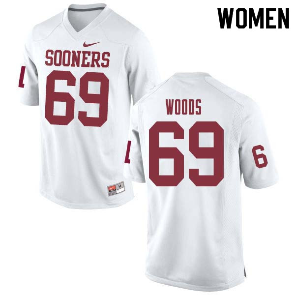 Women #69 Clayton Woods Oklahoma Sooners College Football Jerseys Sale-White